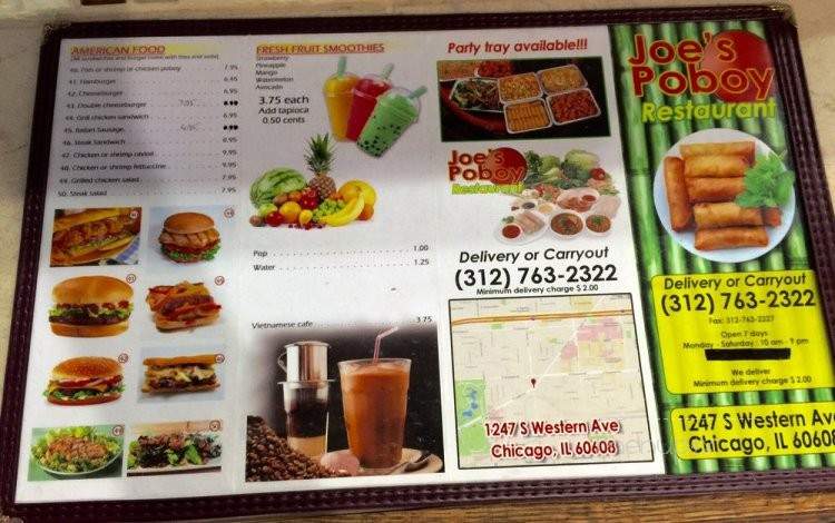 Joe's Po Boy Restaurant - Chicago, IL menu_pic