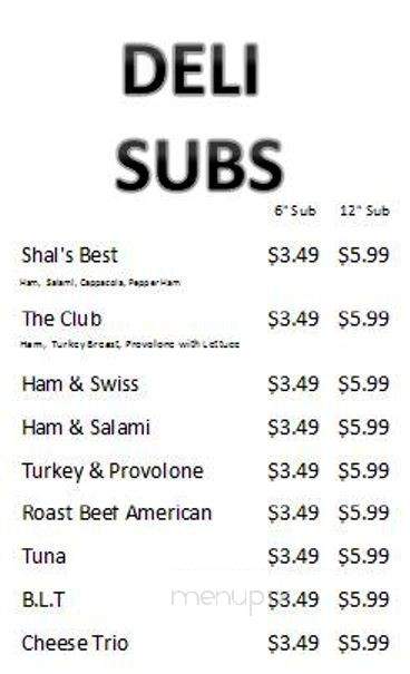 Shal's Deli - Dunlap, IL menu_pic