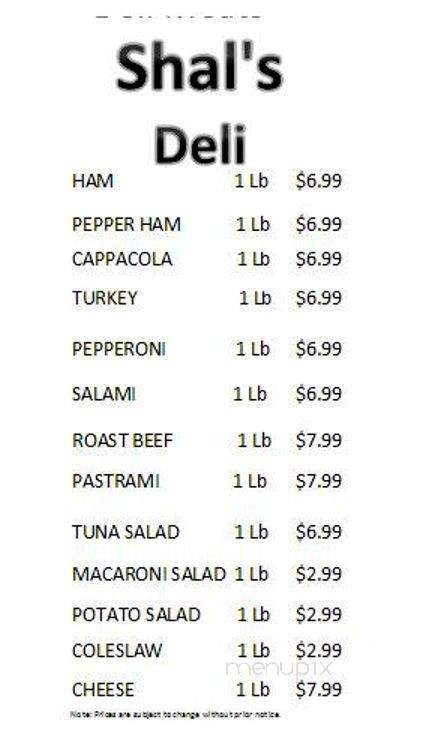 Shal's Deli - Dunlap, IL menu_pic