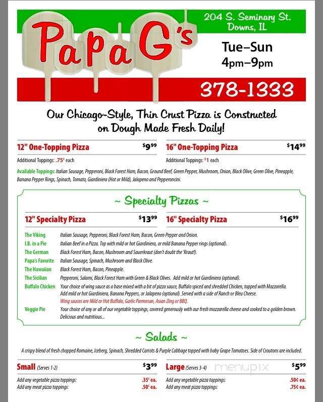 Papa G's Pizza - Downs, IL menu_pic
