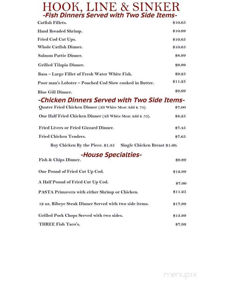 Hook Line & Sinker - Steeleville, IL menu_pic