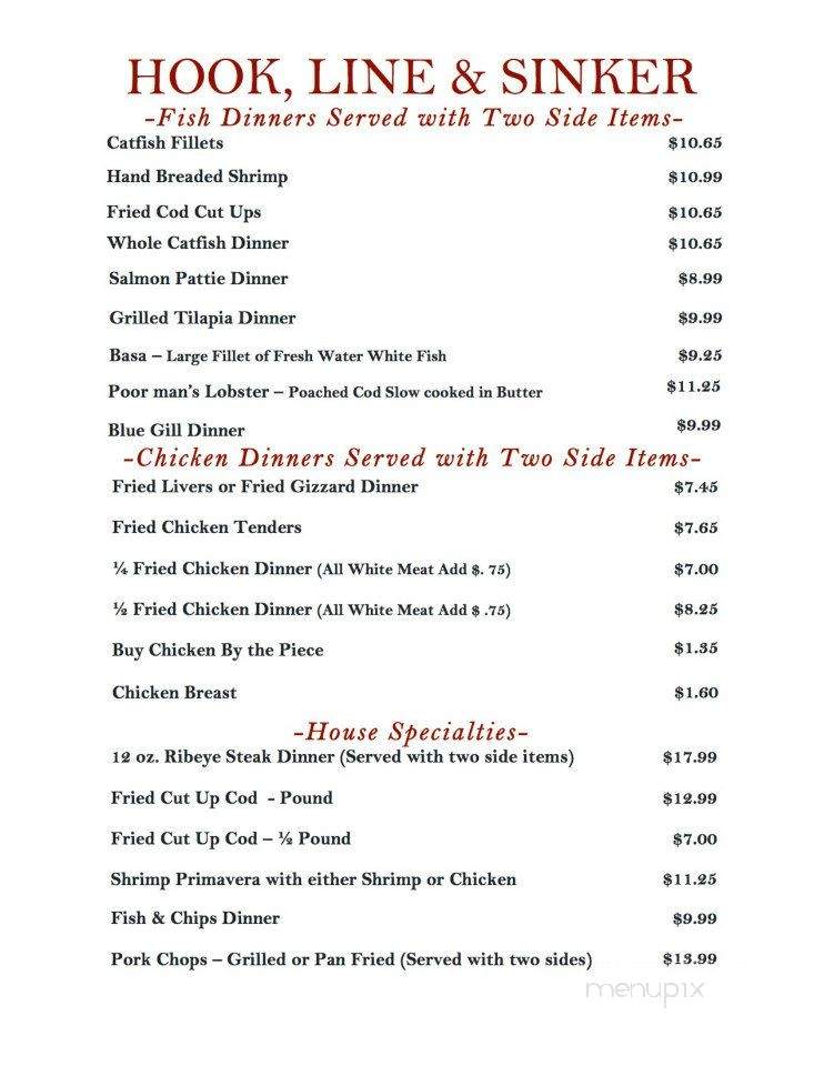 Hook Line & Sinker - Steeleville, IL menu_pic