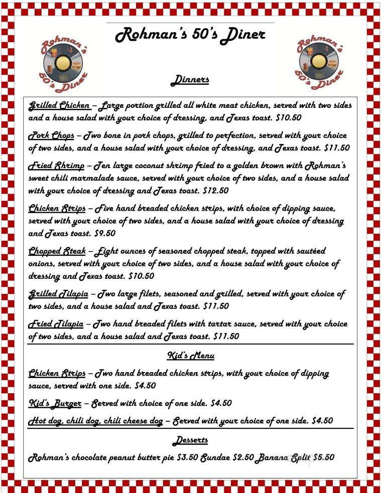 50's Diner - Desloge, MO menu_pic