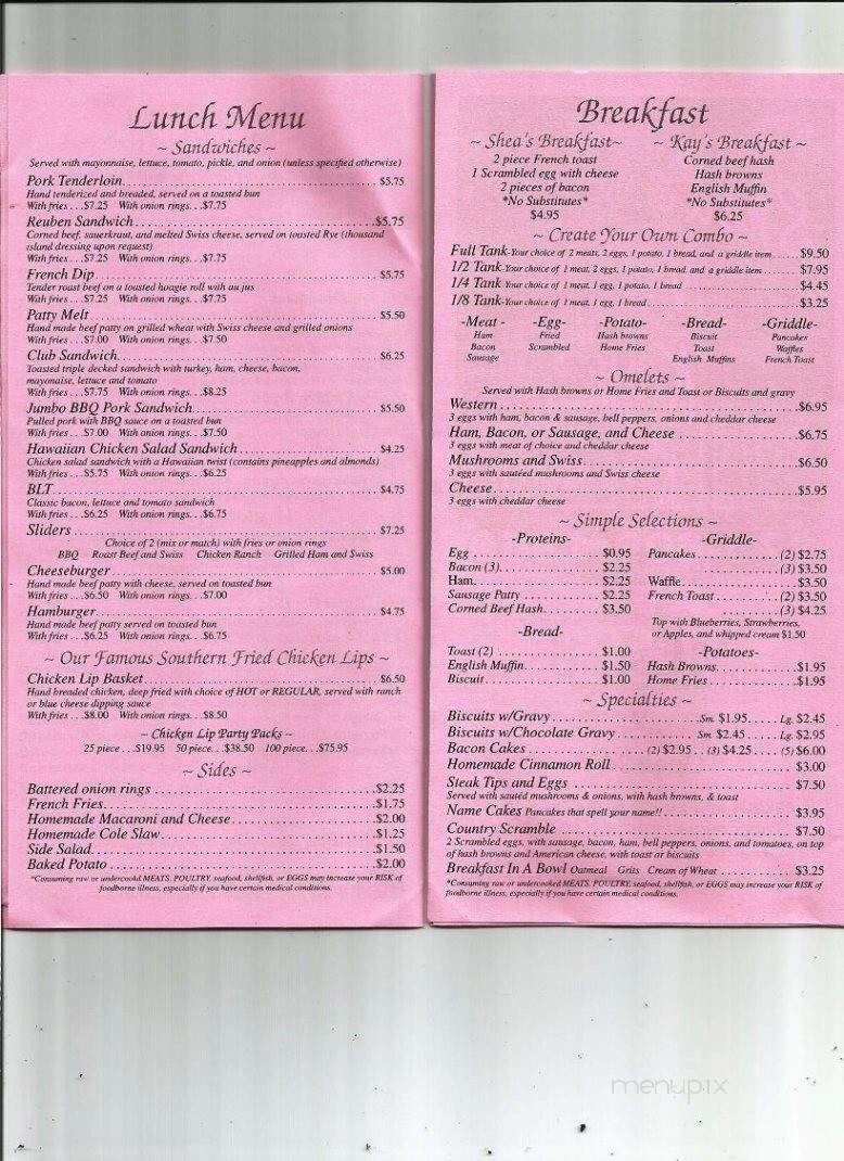 Shea's & Kay's - Pocahontas, AR menu_pic