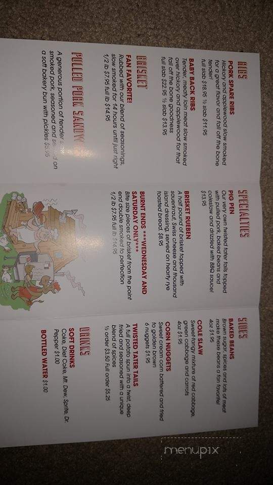 Porter's Pig Shack - Smithville, MO menu_pic