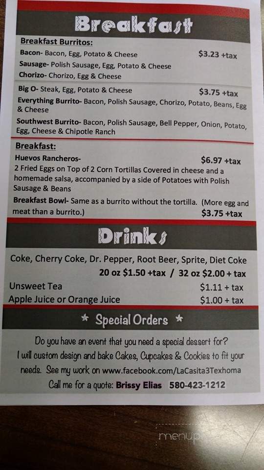 La Casita 3 - Texhoma, OK menu_pic