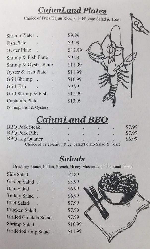 Cajunland - Gretna, LA menu_pic