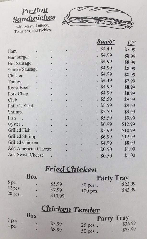 Cajunland - Gretna, LA menu_pic