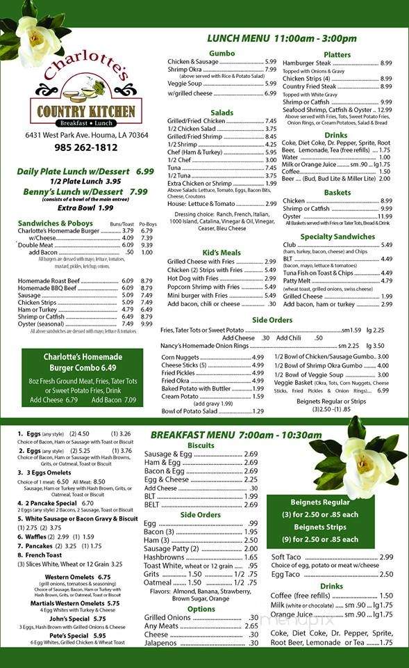 Charlottes Kitchen - Houma, LA menu_pic