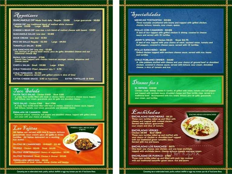 Los Ranchos Restaurant - Peggs, OK menu_pic
