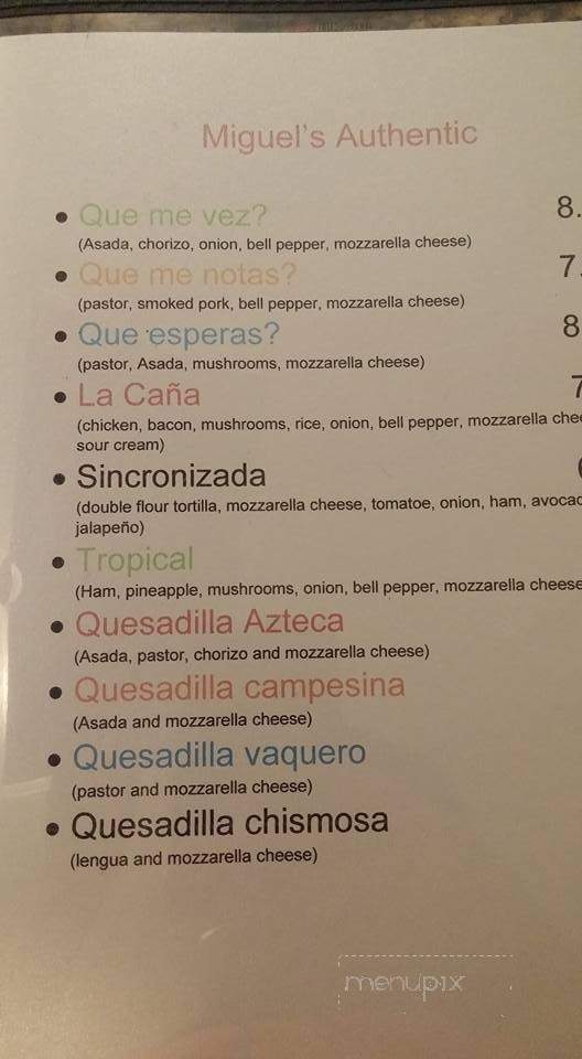 Miguelitos - Fort Smith, AR menu_pic
