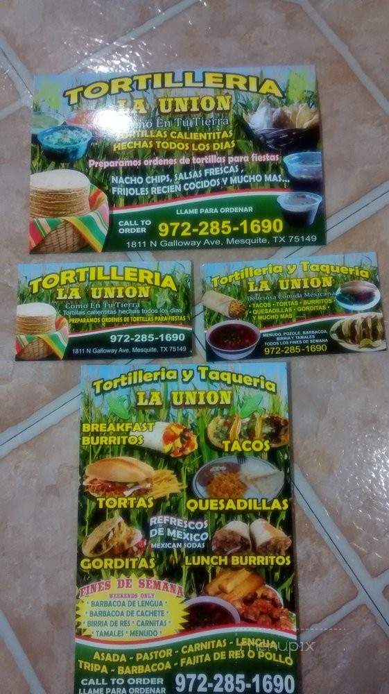 Tortilleria La Union - Mesquite, TX menu_pic