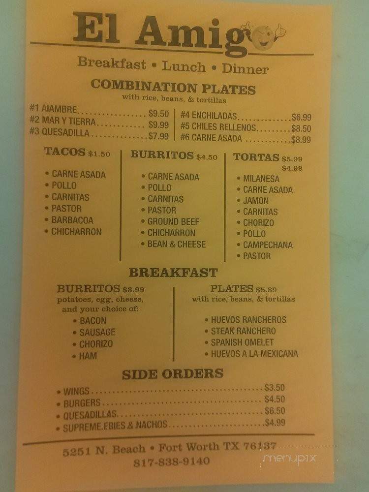 El Amigo - Fort Worth, TX menu_pic