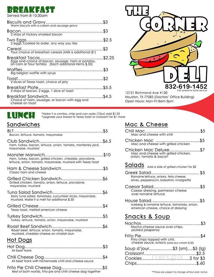 /250140427/The-Corner-Deli-Menu-Houston-TX - Houston, TX