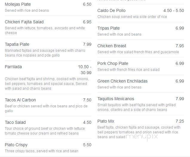 La Tapatia Taqueria - Corpus Christi, TX menu_pic