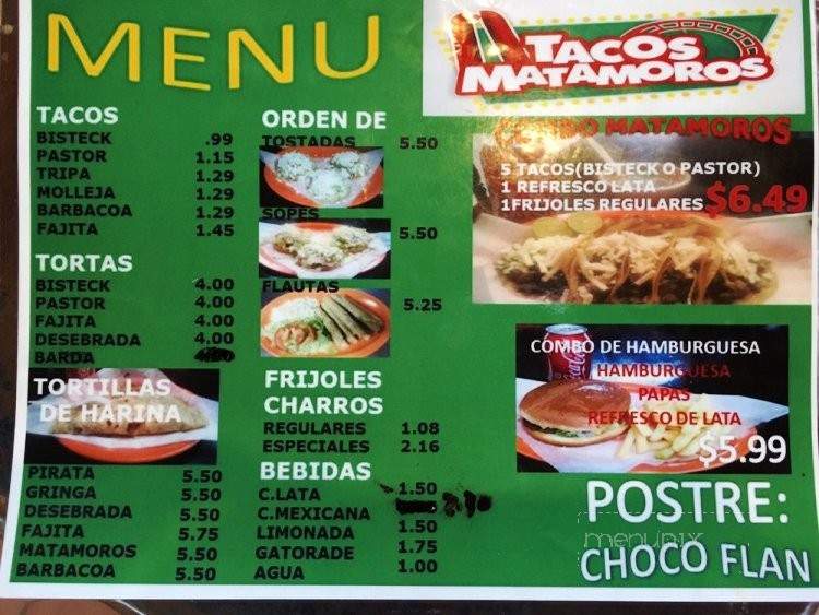 Tacos Matamoros - Brownsville, TX menu_pic