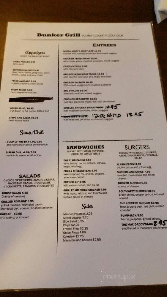 The Bunker Grill - Snyder, TX menu_pic