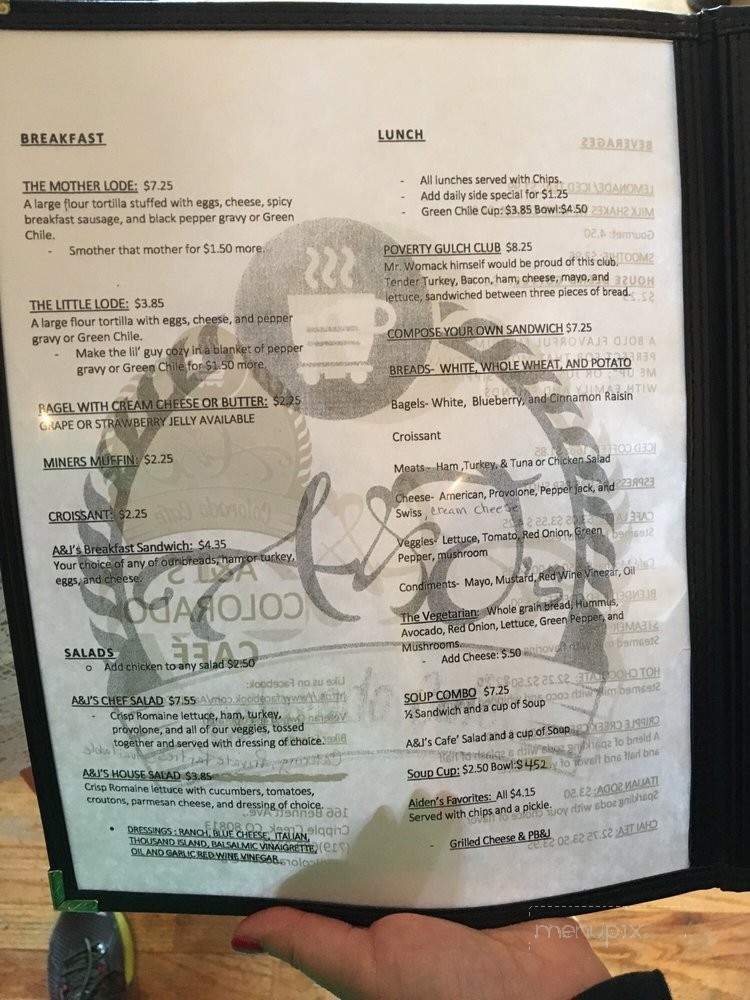 A & J's Colorado Cafe - Cripple Creek, CO menu_pic