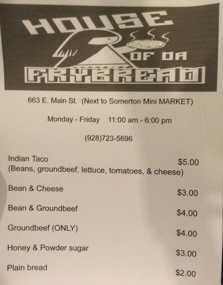 House of Da Frybread - Somerton, AZ menu_pic