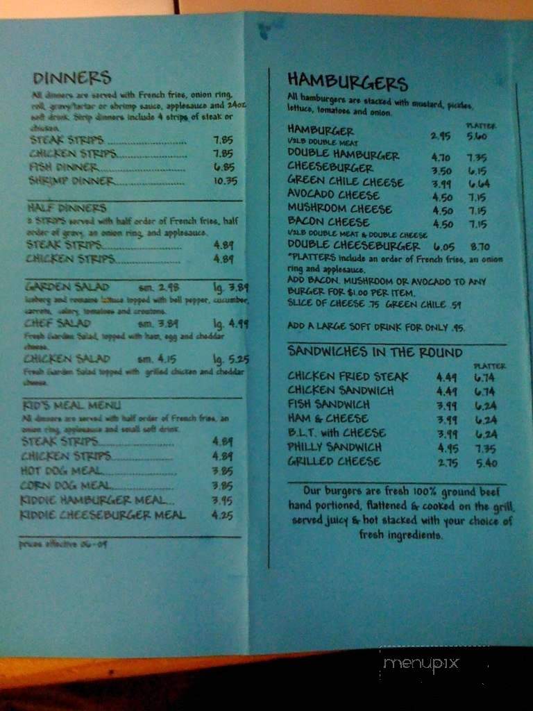 Rex's Hamburgers - Albuquerque, NM menu_pic