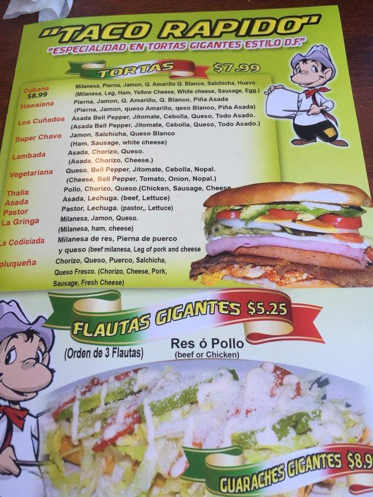 Taco Rapido - Los Angeles, CA menu_pic