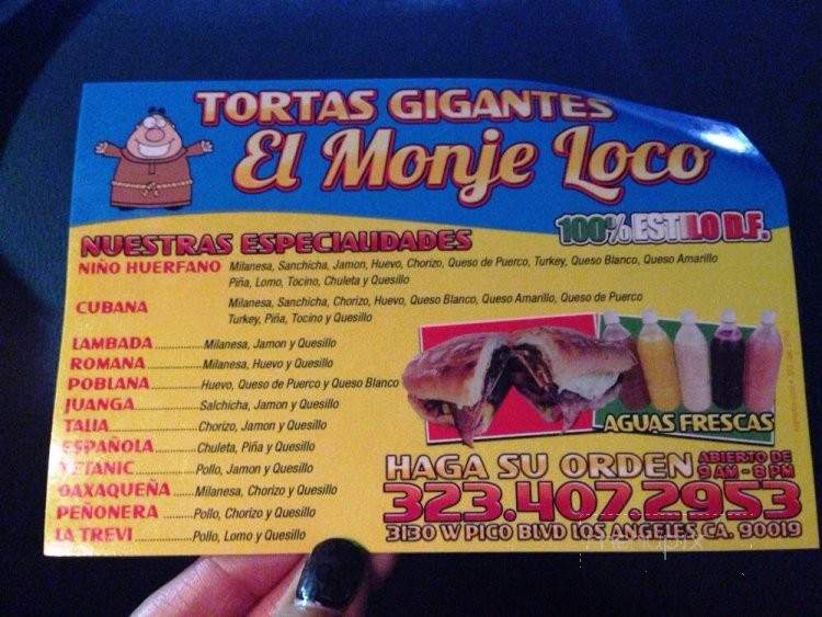 Tortas Gigantes - Los Angeles, CA menu_pic