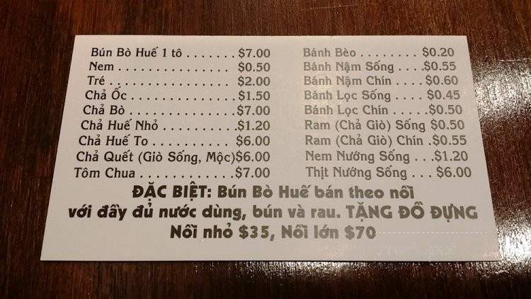 Cho Dong Ba - Westminster, CA menu_pic