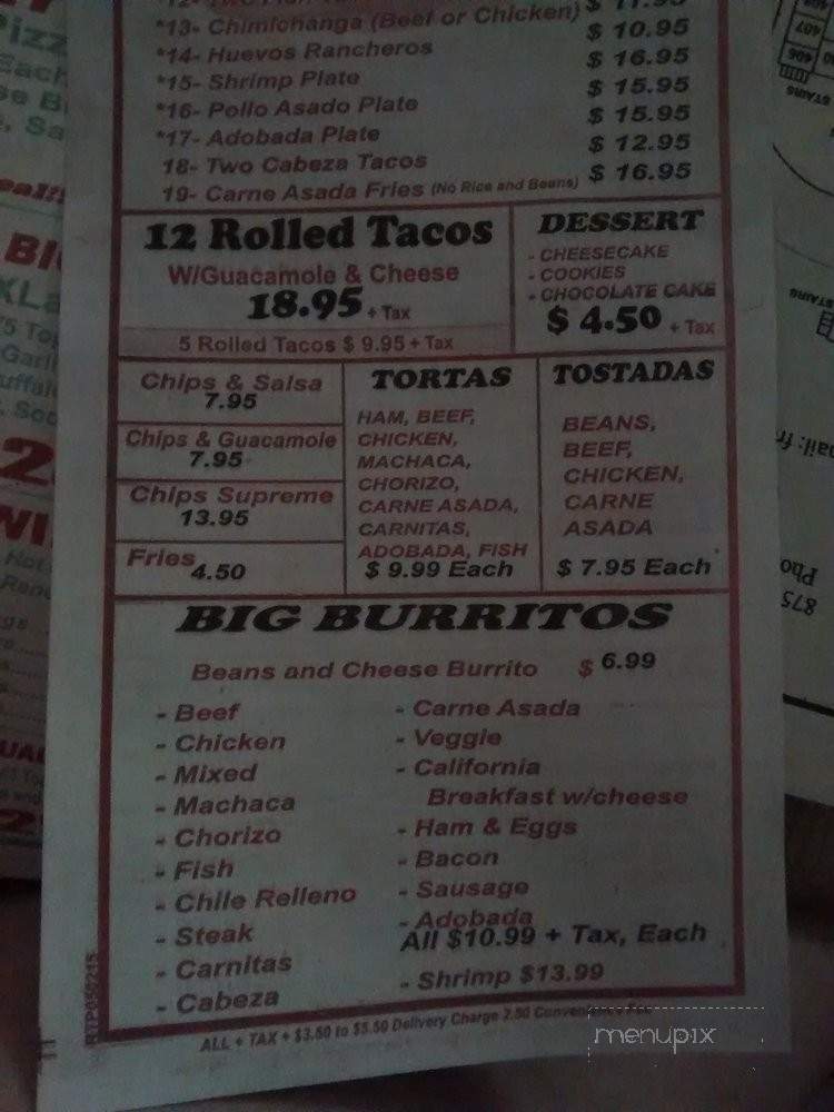 Real Tasty Pizza - San Clemente, CA menu_pic