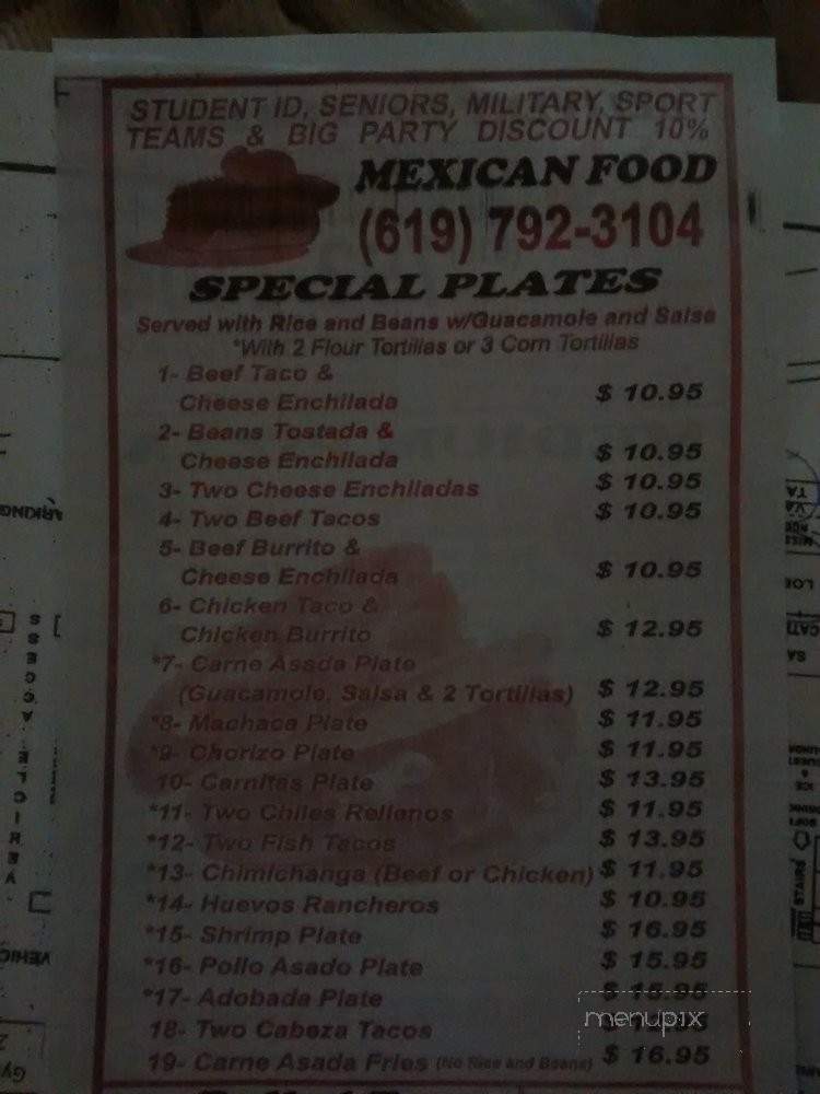 Real Tasty Pizza - San Clemente, CA menu_pic