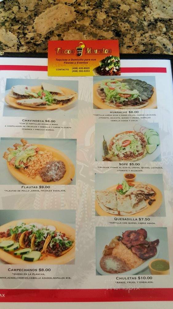 Tacos Morelos - San Jose, CA menu_pic