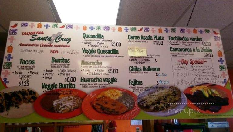 Taqueria Santa Cruz - Gresham, OR menu_pic