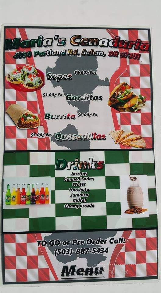 Maria's Cenaduria - Salem, OR menu_pic