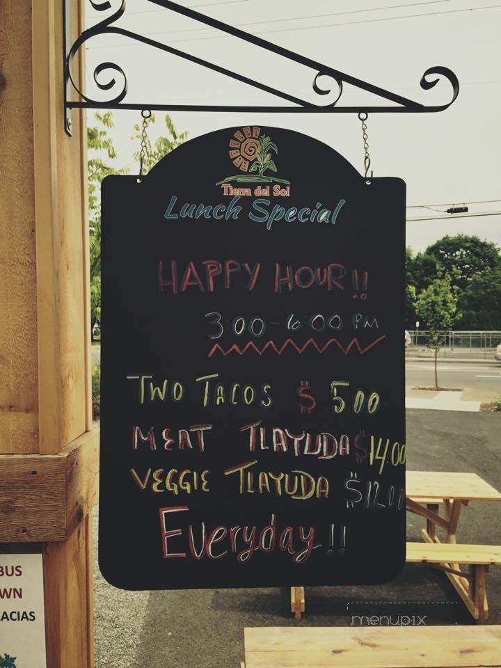 Tierra del Sol Cuisine - Portland, OR menu_pic