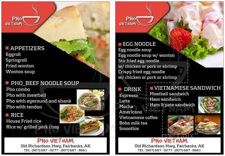 Pho Vietnam - Fairbanks, AK menu_pic