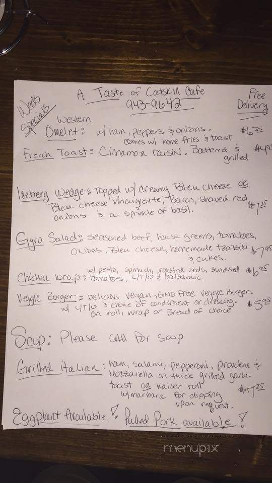 The Taste of Catskill Cafe - Catskill, NY menu_pic