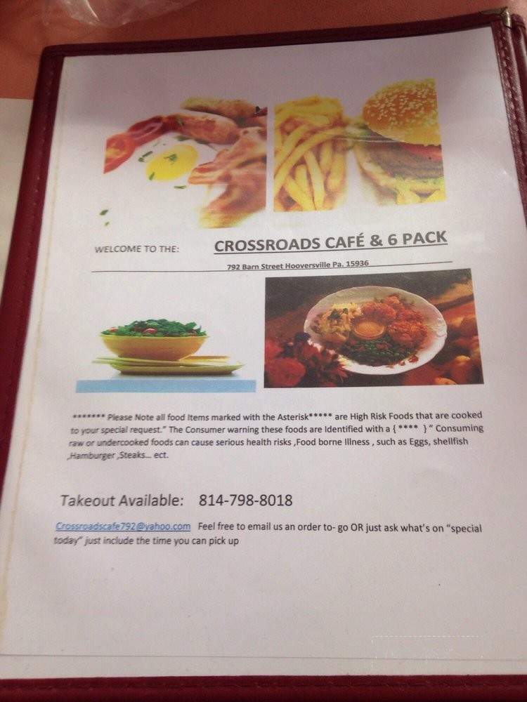 Crossroads Cafe and 6 Pack - Hooversville, PA menu_pic