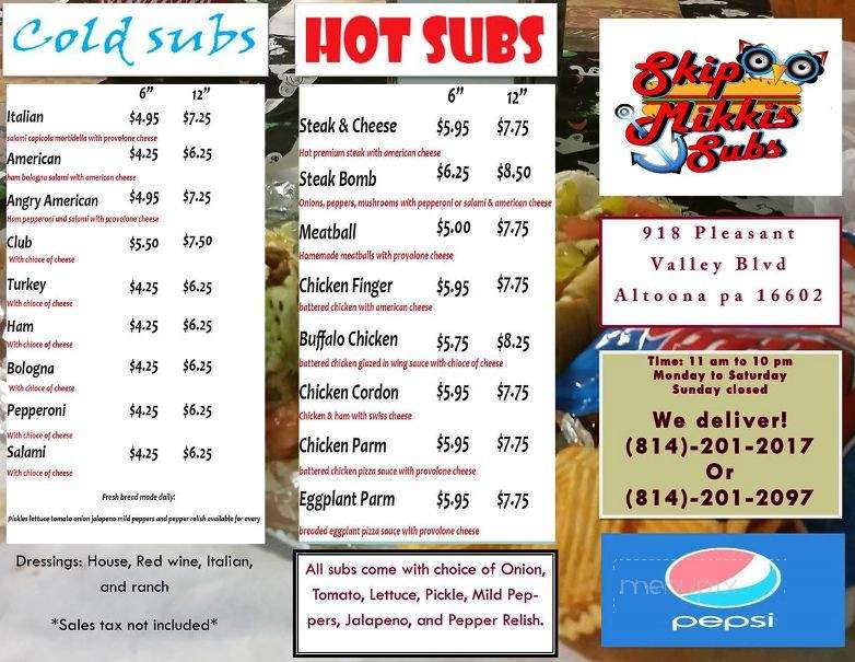 Skip mikki's Subs - Altoona, PA menu_pic