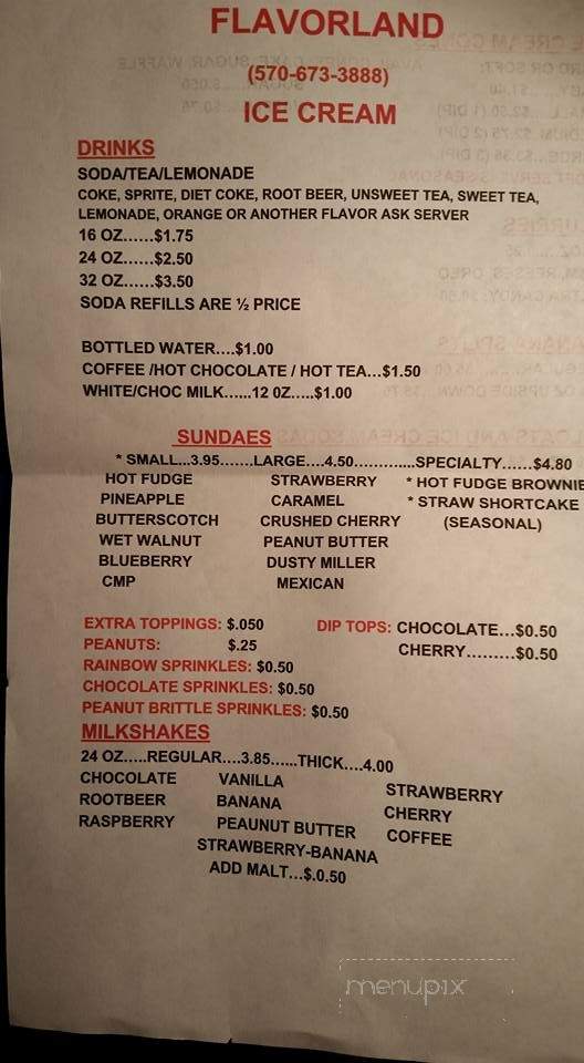 Flavorland - Canton, PA menu_pic