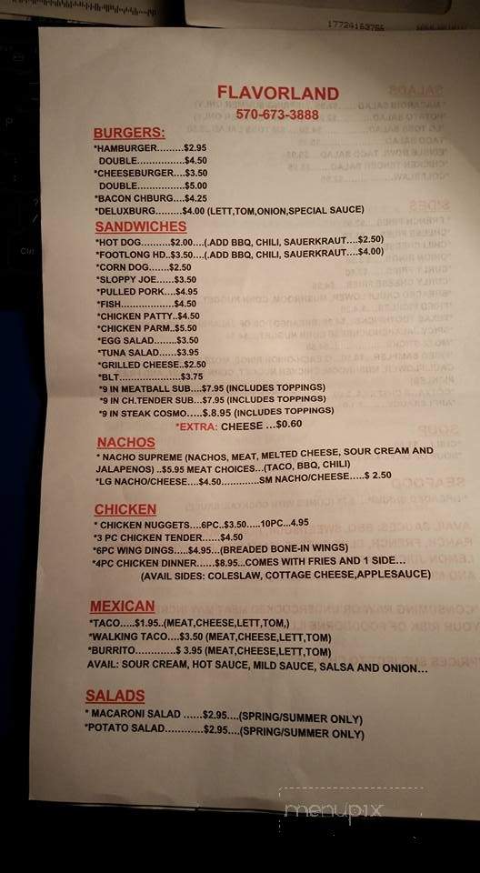 Flavorland - Canton, PA menu_pic