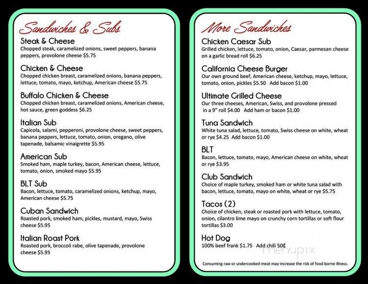 The Lunch Room - Pen Argyl, PA menu_pic