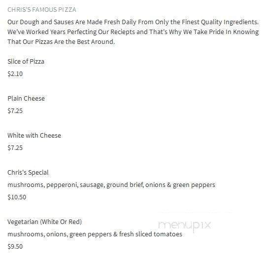 Chris's Pizza - Aldan, PA menu_pic