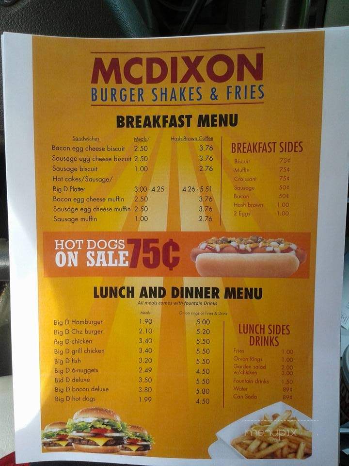 Mcdixons, Burger Shake's and Fries - Wyndmoor, PA menu_pic