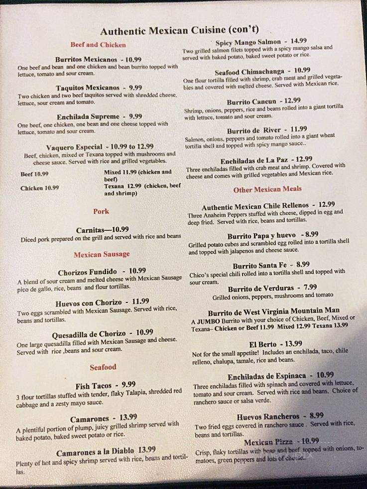 Los Vaqueros Mexican Restaurant - Oak Hill, WV menu_pic