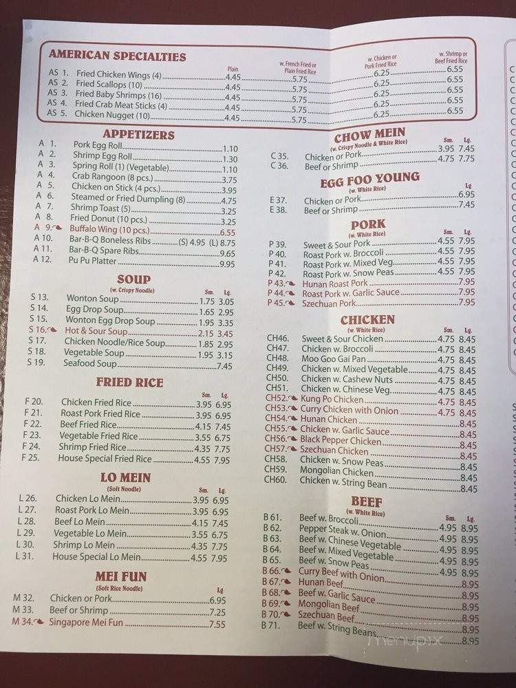 Menu Of China Kitchen In Winston Salem Nc 27104