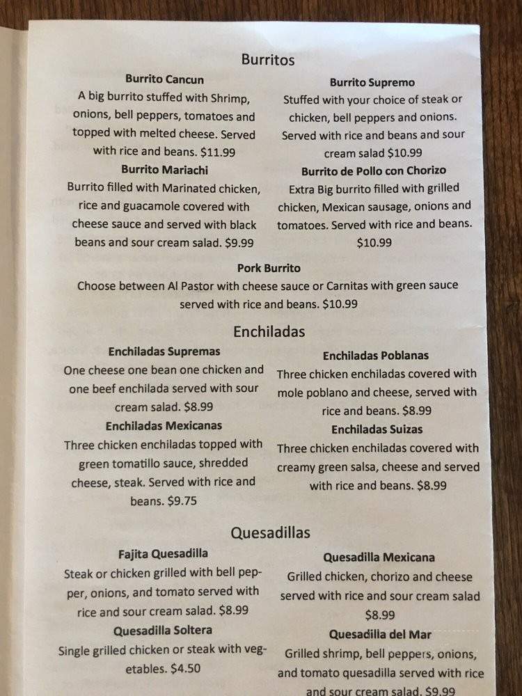Plaza Del Mariachi - Zebulon, NC menu_pic
