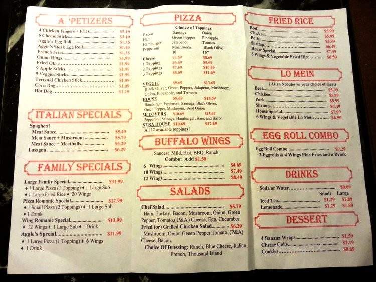 Aggie's - Lucama, NC menu_pic