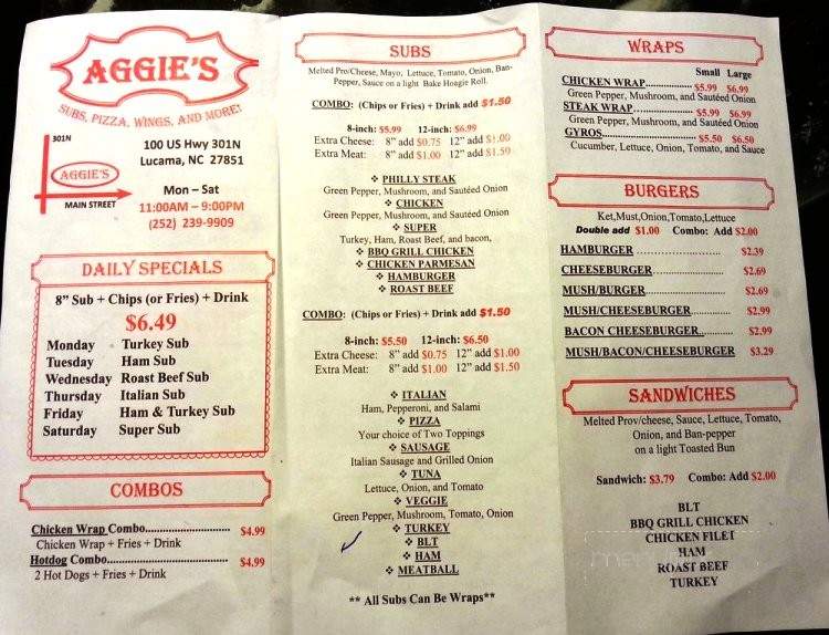 Aggie's - Lucama, NC menu_pic