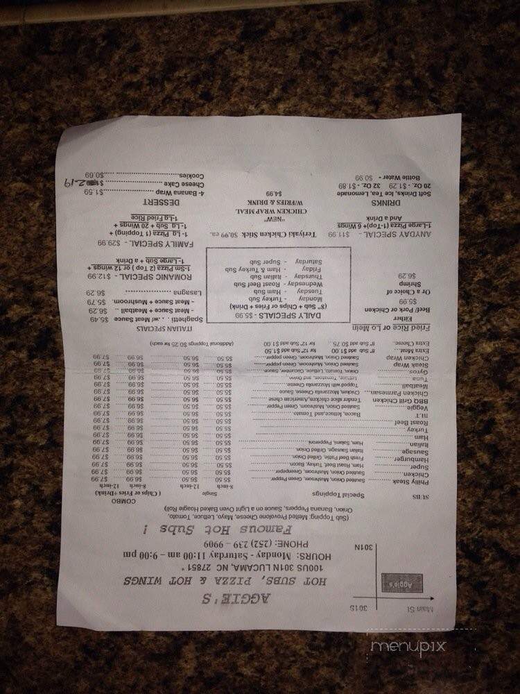 Aggie's - Lucama, NC menu_pic
