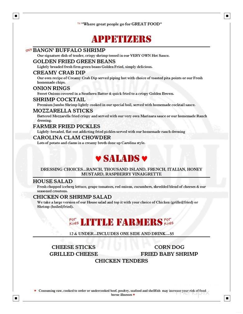 The Hungry Farmer Restaurant - Clinton, NC menu_pic