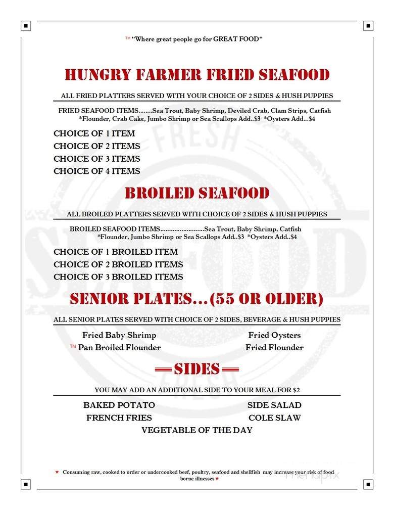 The Hungry Farmer Restaurant - Clinton, NC menu_pic